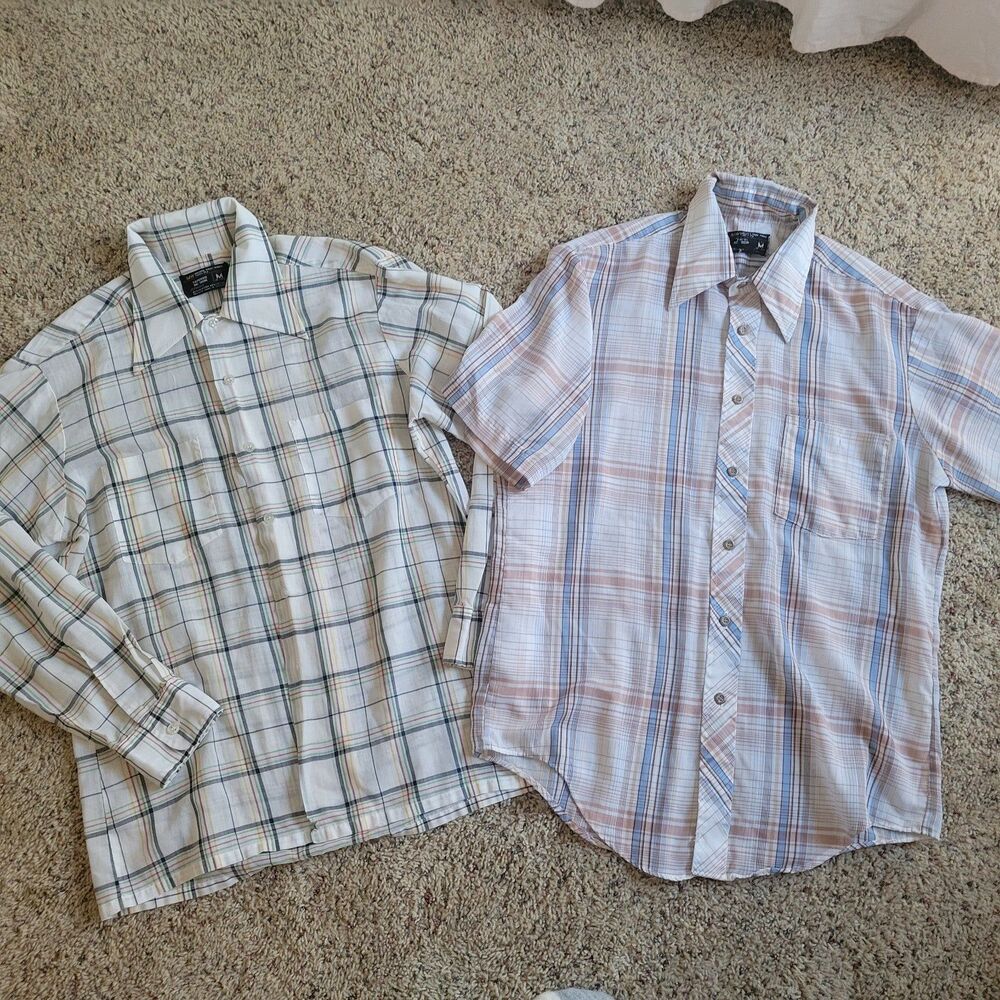 2 Vintage Mens Medium JCPenney Western Style Tops